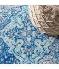 Bohemian FLAIR Boho Vintage Medallion Cream/Blue 2 ft. x 10 ft. Runner Rug