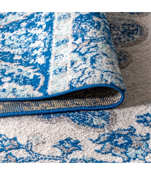 Bohemian FLAIR Boho Vintage Medallion Cream/Blue 2 ft. x 10 ft. Runner Rug