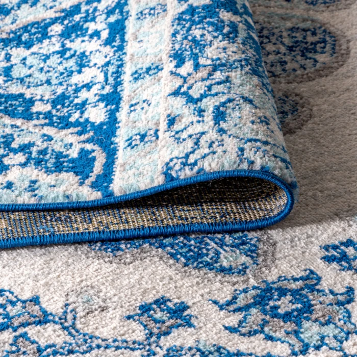 Bohemian FLAIR Boho Vintage Medallion Cream/Blue 8 ft. x 10 ft. Area Rug