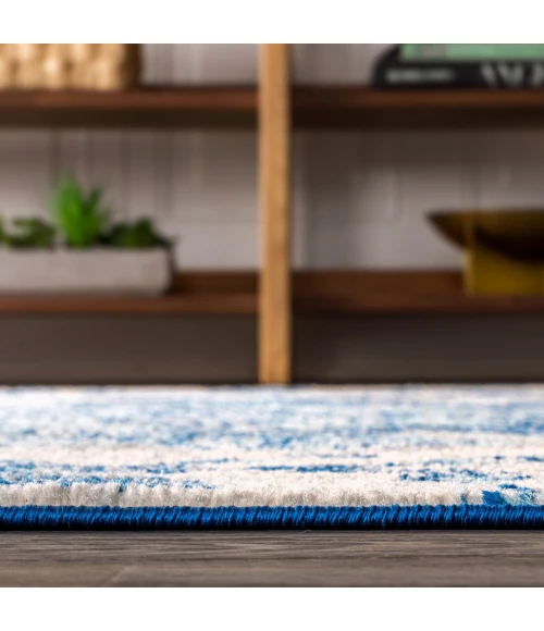 Bohemian FLAIR Boho Vintage Medallion Cream/Blue 2 ft. x 10 ft. Runner Rug