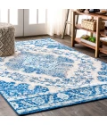 Bohemian FLAIR Boho Vintage Medallion Cream/Blue 9 ft. x 12 ft. Area Rug
