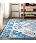 Bohemian FLAIR Boho Vintage Medallion Cream/Blue 9 ft. x 12 ft. Area Rug