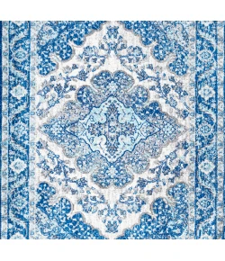 Jonathany Bohemian Flair BMF106B Cream/Blue Area Rug 5 ft. 3 in. X 5 ft. 3 in. Square