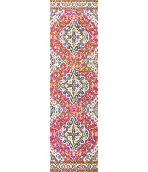 Bohemian Flair Boho Vintage Medallion Fuchsia/Ivory 2 ft. x 8 ft. Runner Rug