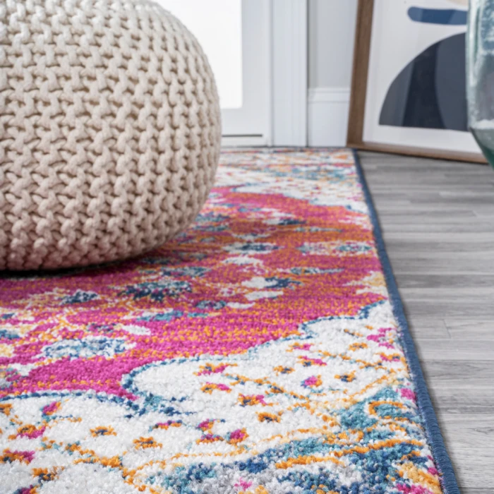 Bohemian FLAIR Boho Vintage Medallion Fuchsia/White 4 ft. x 6 ft. Area Rug