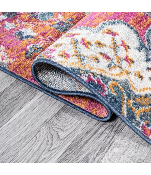 Bohemian Flair Boho Vintage Medallion Fuchsia/Ivory 2 ft. x 8 ft. Runner Rug