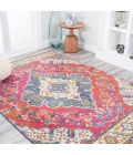 Bohemian FLAIR Boho Vintage Medallion Fuchsia/White 8 ft. x 10 ft. Area Rug
