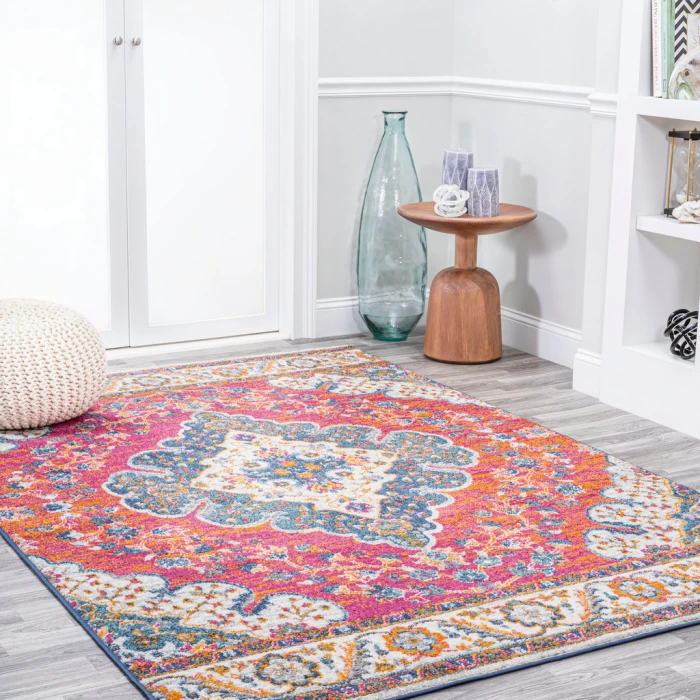 Bohemian FLAIR Boho Vintage Medallion Fuchsia/White 4 ft. x 6 ft. Area Rug