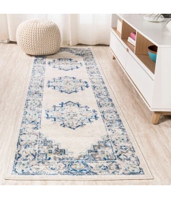 Jonathany Bohemian Flair BMF107A Blue/Gray Area Rug 2 ft. 3 in. X 8 ft. Runner