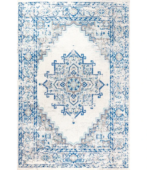 Inigo Cottage Medallion Blue/Gray 8 ft. x 10 ft. Area Rug