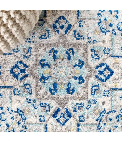 Inigo Cottage Medallion Blue/Gray 2 ft. x 8 ft. Runner Rug