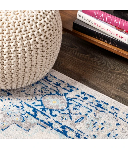 Inigo Cottage Medallion Blue/Gray 2 ft. x 8 ft. Runner Rug