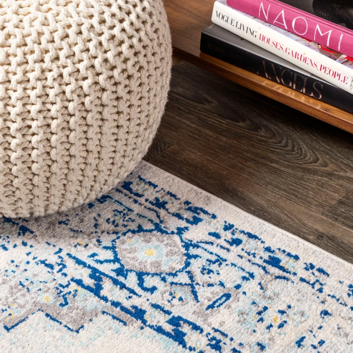 Inigo Cottage Medallion Blue/Gray 5 ft. x 8 ft. Area Rug