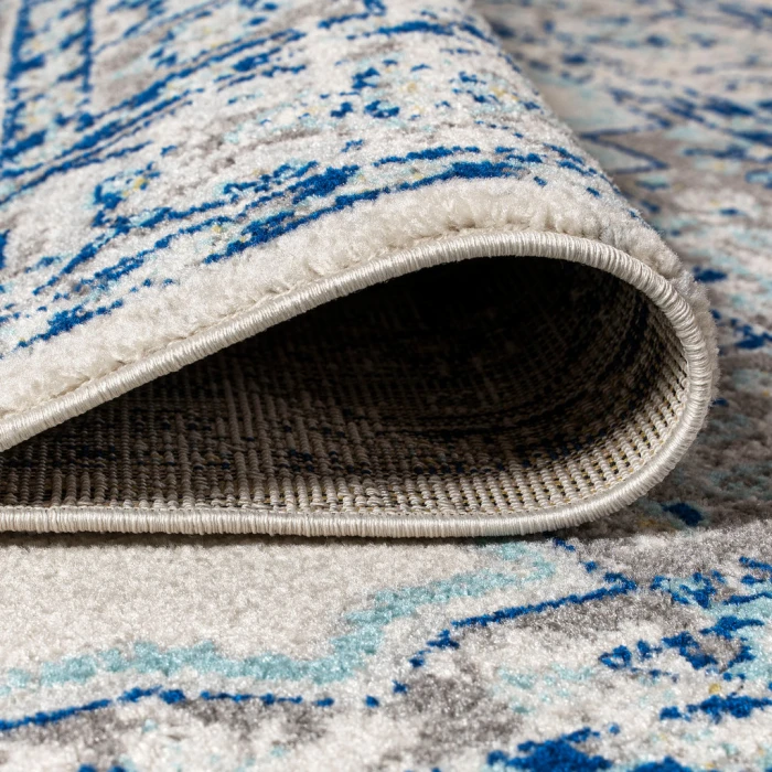 Inigo Cottage Medallion Blue/Gray 5 ft. x 8 ft. Area Rug