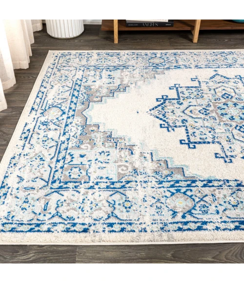 Inigo Cottage Medallion Blue/Gray 8 ft. x 10 ft. Area Rug