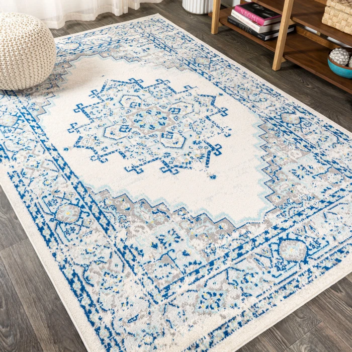 Inigo Cottage Medallion Blue/Gray 5 ft. x 8 ft. Area Rug