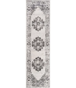Jonathany Bohemian Flair BMF107B Dark Gray/Cream Area Rug 2 ft. 3 in. X 8 ft. Runner