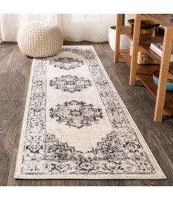 Jonathany Bohemian Flair BMF107B Dark Gray/Cream Area Rug 2 ft. 3 in. X 8 ft. Runner