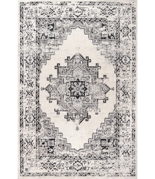 Inigo Cottage Medallion Dark Gray/Cream 4 ft. x 6 ft. Area Rug