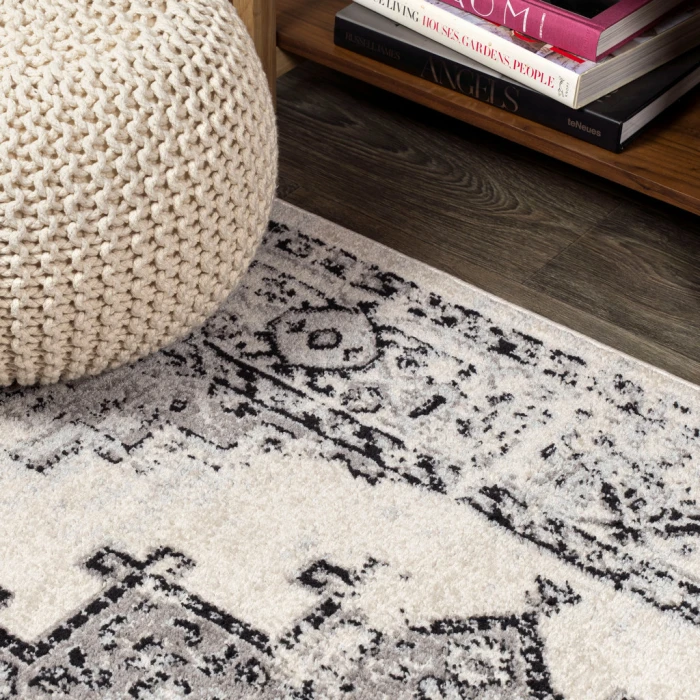 Inigo Cottage Medallion Dark Gray/Cream 2 ft. x 8 ft. Runner Rug