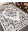 Inigo Cottage Medallion Dark Gray/Cream 4 ft. x 6 ft. Area Rug
