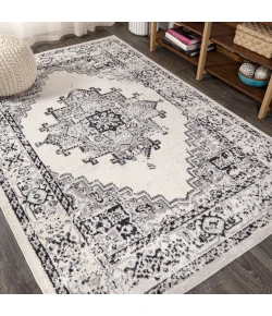 Jonathany Bohemian Flair BMF107B Dark Gray/Cream Area Rug 4 ft. X 6 ft. Rectangle