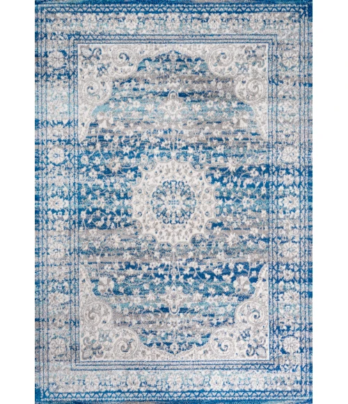 Scala Ornate Bohemian Medallion Blue/Dark Gray 3 ft. x 5 ft. Area Rug