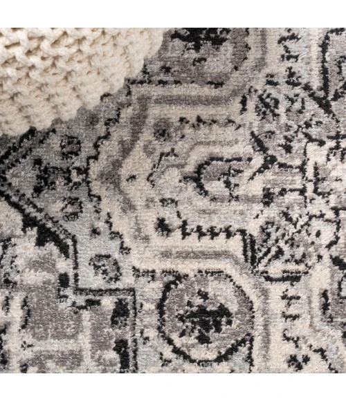 Denia Ornate Geometric Medallion Dark Gray 4 ft. x 6 ft. Area Rug