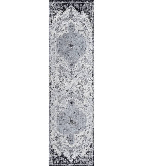 Anaise Ornate Boho Medallion Gray/Black/Cream 2 ft. x 8 ft. Runner Rug