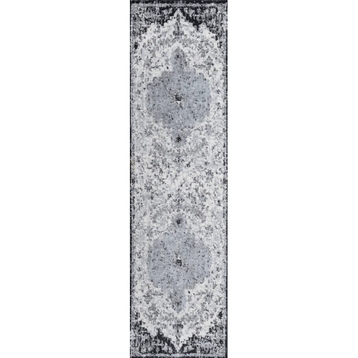 Anaise Ornate Boho Medallion Gray/Black/Cream 2 ft. x 8 ft. Runner Rug