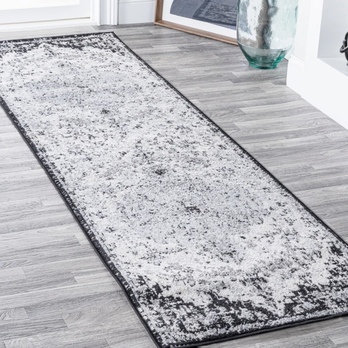 Anaise Ornate Boho Medallion Gray/Black/Cream 2 ft. x 8 ft. Runner Rug