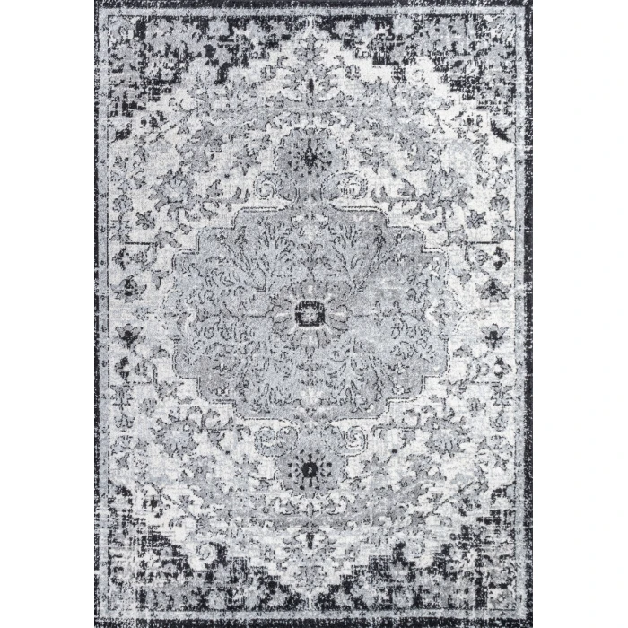 Anaise Ornate Boho Medallion Gray/Black/Cream 5 ft. x 8 ft. Area Rug