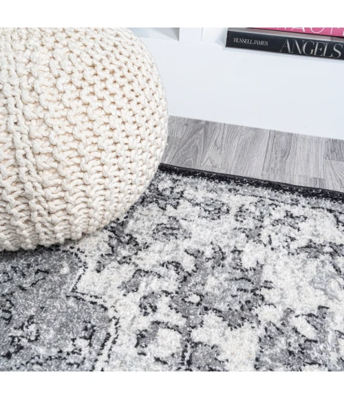 Anaise Ornate Boho Medallion Gray/Black/Cream 4 ft. x 6 ft. Area Rug