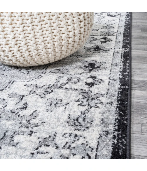 Anaise Ornate Boho Medallion Gray/Black/Cream 4 ft. x 6 ft. Area Rug