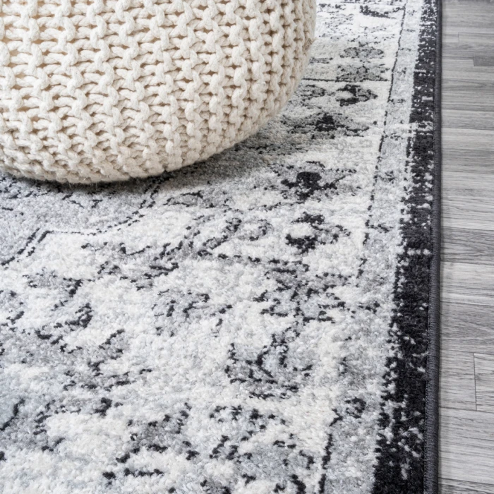 Anaise Ornate Boho Medallion Gray/Black/Cream 5 ft. x 8 ft. Area Rug