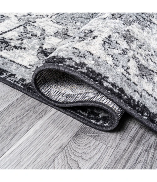 Anaise Ornate Boho Medallion Gray/Black/Cream 2 ft. x 8 ft. Runner Rug