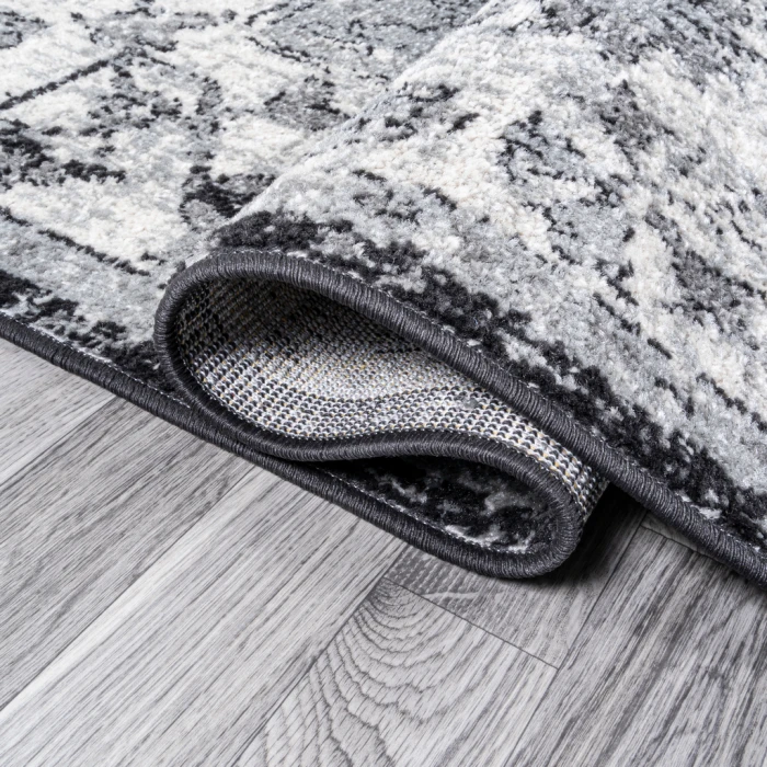 Anaise Ornate Boho Medallion Gray/Black/Cream 2 ft. x 8 ft. Runner Rug
