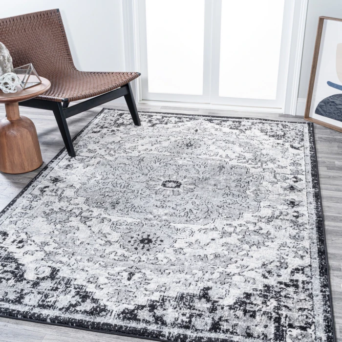 Anaise Ornate Boho Medallion Gray/Black/Cream 5 ft. x 8 ft. Area Rug