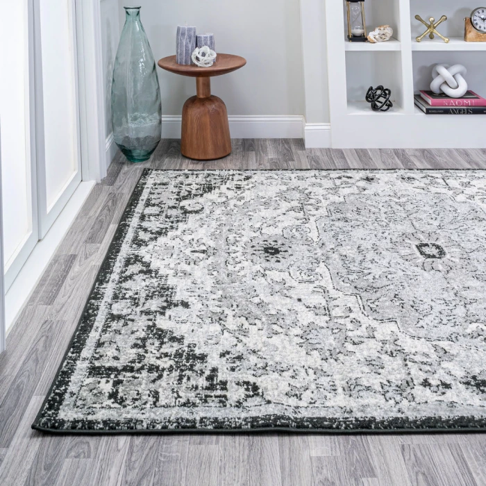 Anaise Ornate Boho Medallion Gray/Black/Cream 5 ft. x 8 ft. Area Rug