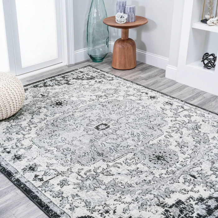 Anaise Ornate Boho Medallion Gray/Black/Cream 5 ft. x 8 ft. Area Rug