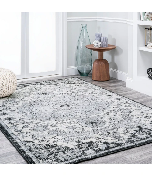 Anaise Ornate Boho Medallion Gray/Black/Cream 4 ft. x 6 ft. Area Rug