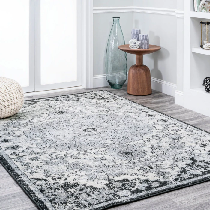 Anaise Ornate Boho Medallion Gray/Black/Cream 5 ft. x 8 ft. Area Rug