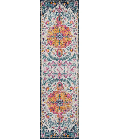 Anaise Ornate Boho Medallion Orange/Fuchsia/Blue/Cream 2 ft. x 8 ft. Runner Rug