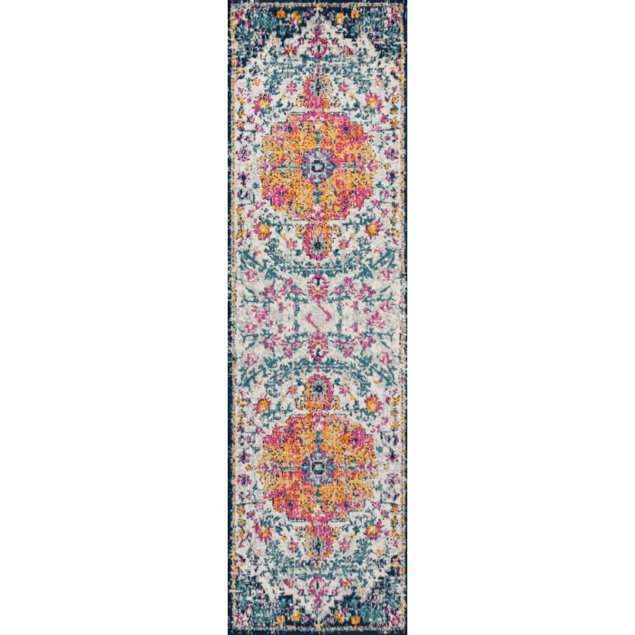 Anaise Ornate Boho Medallion Orange/Fuchsia/Blue/Cream 2 ft. x 8 ft. Runner Rug