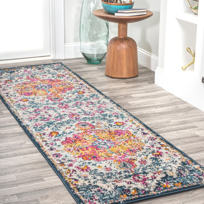 Anaise Ornate Boho Medallion Orange/Fuchsia/Blue/Cream 2 ft. x 8 ft. Runner Rug