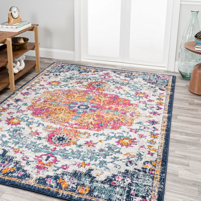 Anaise Ornate Boho Medallion Orange/Fuchsia/Blue/Cream 5 ft. x 8 ft. Area Rug