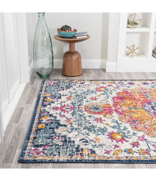 Anaise Ornate Boho Medallion Orange/Fuchsia/Blue/Cream 8 ft. x 10 ft. Area Rug