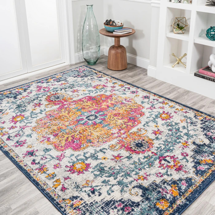 Anaise Ornate Boho Medallion Orange/Fuchsia/Blue/Cream 5 ft. x 8 ft. Area Rug