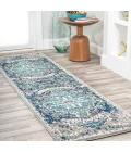 Anaise Ornate Boho Medallion Dark Blue/Gray 2 ft. x 8 ft. Runner Rug