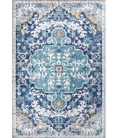 Anaise Ornate Boho Medallion Dark Blue/Gray 3 ft. x 5 ft. Area Rug